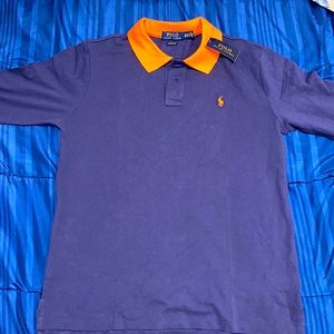 Polo Ralph Lauren Button up. Purple W Orange horse and collar. XL (Big Kids)